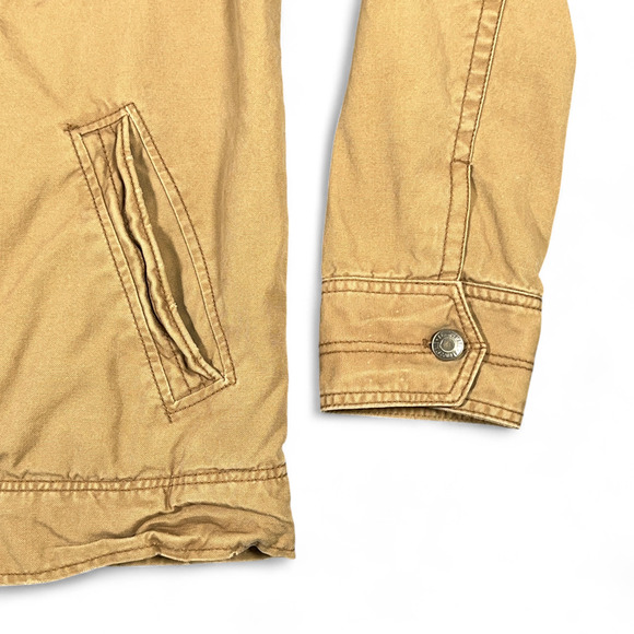 Aeropostale Jacket Adult LARGE Brown Sherpa Lined Trucker Canvas Plaid Lined Y2K - Picture 6 of 12